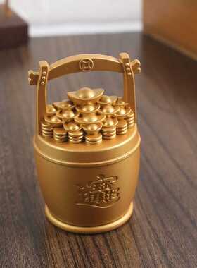 新款直销一桶金摆件招米进宝实心金属客厅书房茶桌办公室聚宝缸盆