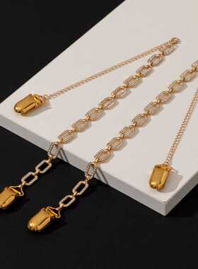 新款直销夹扣金色抹胸肩带水钻肩带内衣带子链条胸罩带子一字领可