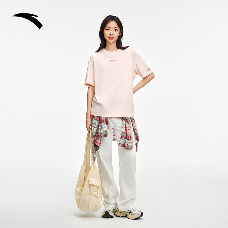 安踏休闲短袖女装2025秋季潮流百搭针织上衣印花t恤162538103,淘宝优惠券,粉丝福利购,淘宝优惠卷