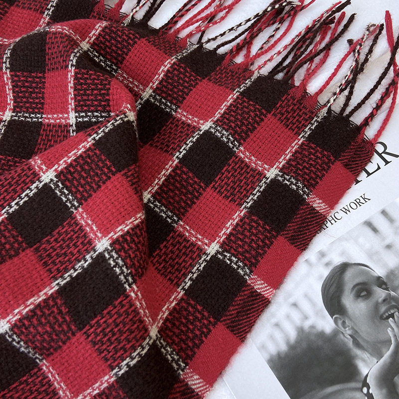 软糯学院风格子围巾女秋冬季韩版保暖围脖男时尚氛围感仿羊绒披肩,淘宝优惠券,粉丝福利购,淘宝优惠卷
