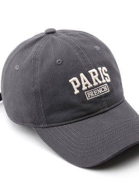 鸭舌帽户外女弯檐字母PARIS刺绣