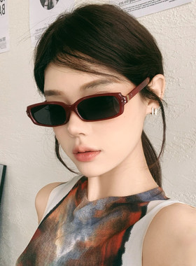 港风复古窄方框简约新款墨镜
