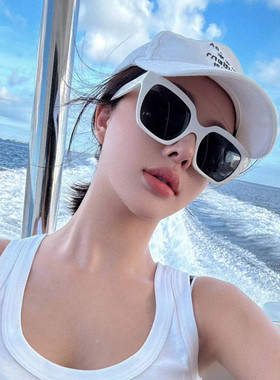 复古白色大框显脸小防晒墨镜女