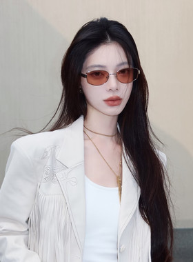 复古老钱风小框茶色金属细框墨镜