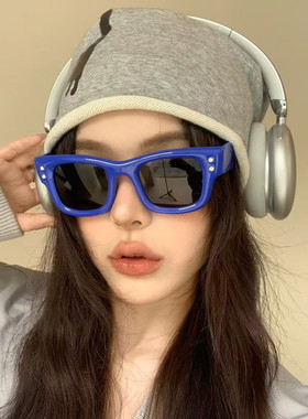 复古蓝框嵌钻显瘦防晒女款太阳镜