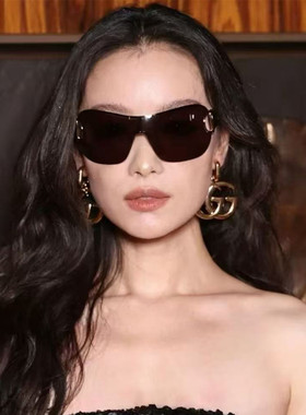 倪妮同款米兰时装周一体式大框墨镜女高级感潮个性防紫外线太阳镜