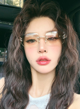 新款无框方形星星墨镜女高级感