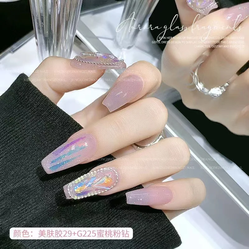 美甲极光精灵碎片不规则玻璃纸日式镭射网红同款免裁剪做指甲贴片 - 图0