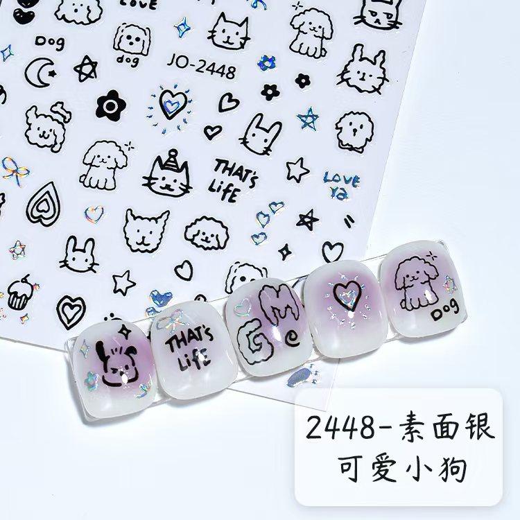新款美甲贴纸甜酷小猫网红同款童趣可爱涂鸦风小猫卷毛狗兔子美甲,淘宝优惠券,粉丝福利购,淘宝优惠卷