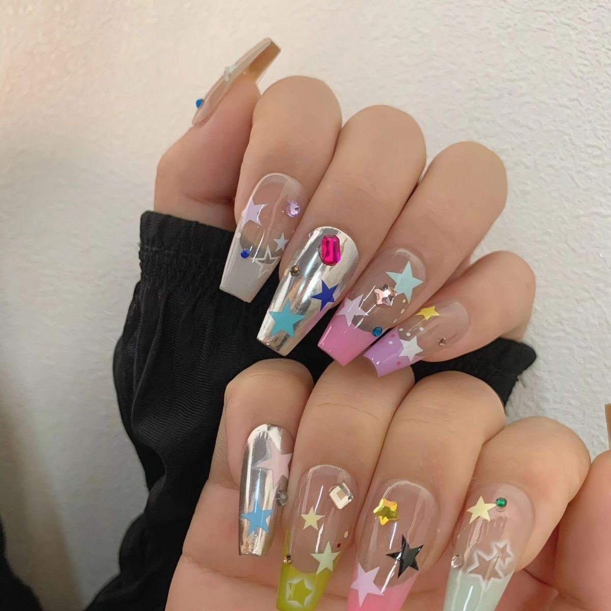 多巴胺春夏彩色星星美甲贴纸渐变彩色星芒马卡龙五角星指甲饰品,淘宝优惠券,粉丝福利购,淘宝优惠卷