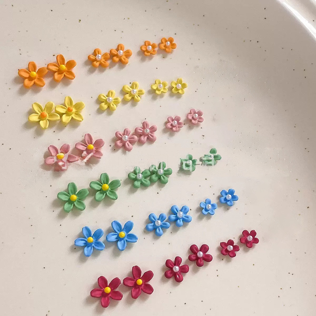New spring letter frosted five-petal flower nail art accessories macaron colorful small flower nail diamond nail art accessories