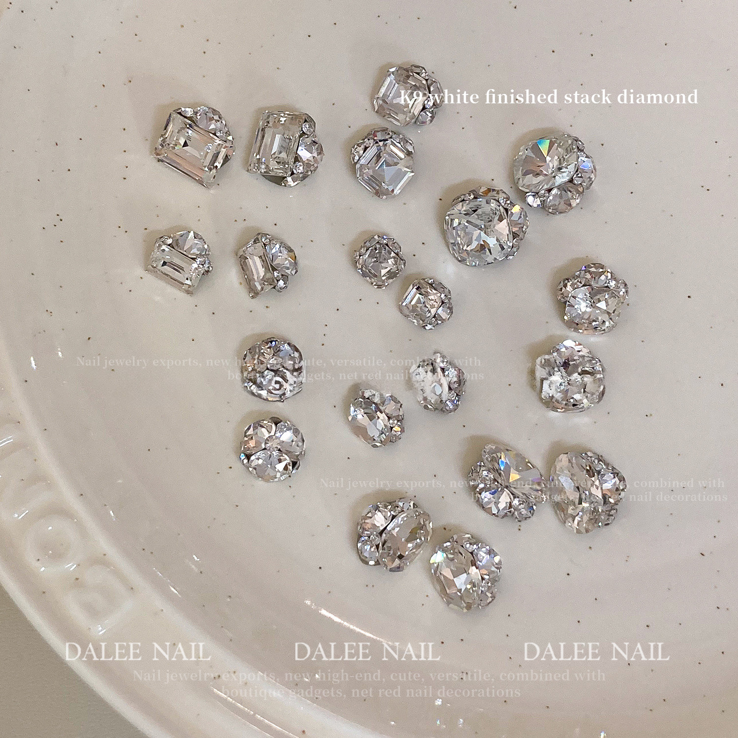 美甲新款K9白色成品堆钻高级爆闪指甲钻饰无底托轻奢款式指甲饰品,淘宝优惠券,粉丝福利购,淘宝优惠卷