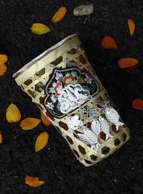 苗族特色奶茶竹篓镂国风竹制
