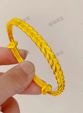 轻奢麦穗金包银手镯高级感黄金小众设计气质镯子送礼饰品