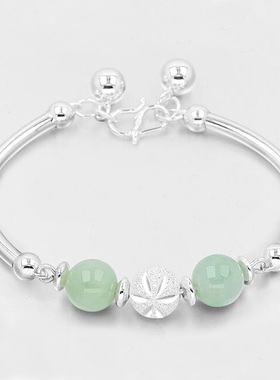 手链翡翠玉珠腕饰纯银手镯