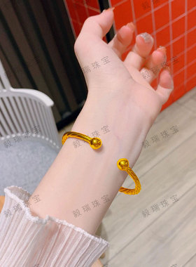 复古金包银竹节麻花手镯轻奢高级感黄金小众设计时尚镯子礼物