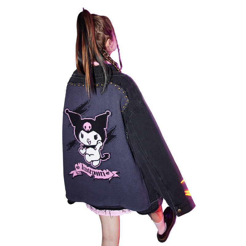 Tide, denim jacket, black chess