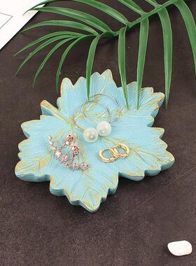 跨境金属色龟背叶树脂托盘小碟首饰碟戒指项链收纳盘家用隔热杯垫