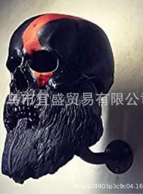 跨境独立站鬼头骷髅摆件摩托头盔树脂摆件挂饰神秘骷髅家居设计
