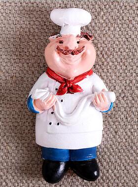 跨境代发欧美风大厨面包厨师冰箱贴立体人物磁贴树脂工艺家居饰品