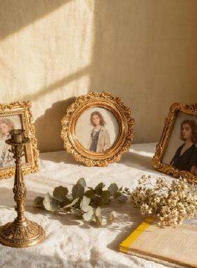 跨境ins拍照小道具维多利亚风轻奢复古树脂相框摆件吧唧展示摆台