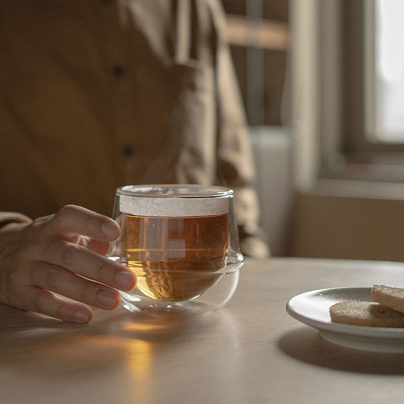 日本kinto玻璃杯KRONOS双层杯子牛奶杯泡家用耐热茶杯高硼硅水杯-图1