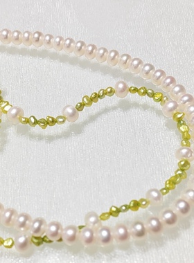 春天来了橄榄绿淡水珍珠项链原创新中式清新颈链锁骨链