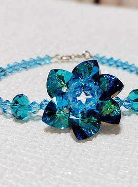 百慕大蓝莲花水晶手链热销新品奥地利水晶元素编织