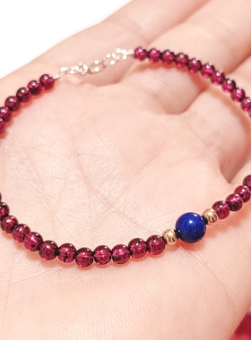 石榴石细手链润透惊艳紫牙平安喜乐蓝青金石清雅秀气百搭手链