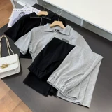 Комплект, рубашка, летняя юбка, мини-юбка, коллекция 2022, А-силуэт, короткий рукав