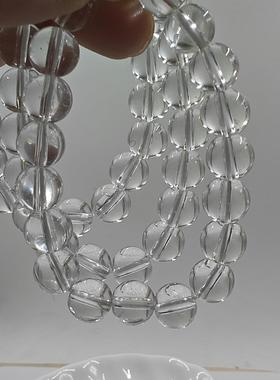 202610mm高透明白水晶玻璃圆珠单圈手链晶体带亮水晶手串高透水晶