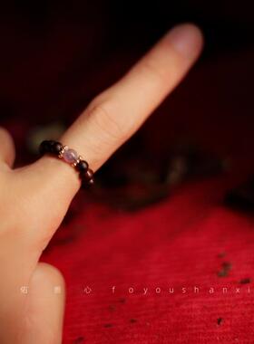 2026天然小叶紫檀戒指极细高级感檀木指环紫水晶设计情侣