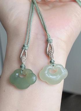 2026A天然和田玉祥云如意平安锁吊坠青白玉男女款玉坠儿童玉石小