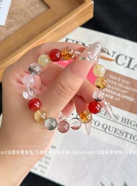 2026旺事业暴富天然黄水晶女手链巴西黄发晶招财转运金发晶红玛瑙