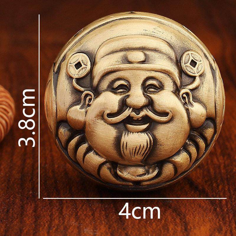 2026黄铜财神爷手球摆件实心铜手把件文玩手球手盘玩件创意礼品工,淘宝优惠券,粉丝福利购,淘宝优惠卷