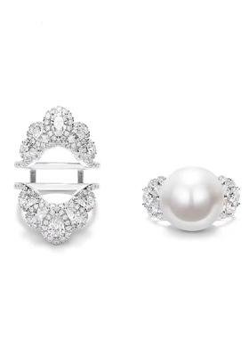 2026新款一款两戴人工贝母珍珠戒指重工奢华食指戒夸张百搭高碳钻