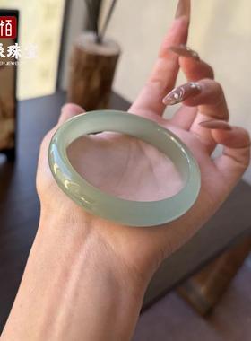 2026厂家天然东陵玉翡翠色绿色手镯圆条扁条玉镯金丝玉手镯礼品