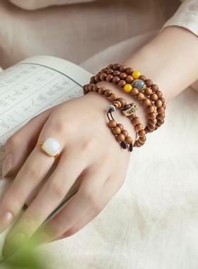 2026朴房【禅定】印度老山檀香108佛珠手串黑肉迈索尔手链女本命