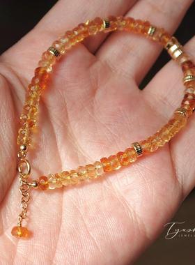 2026TYUSHA天然原矿无处理原始古董切渐层冰透黄水晶盘珠手錬招财