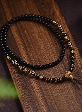 2026藏式玛瑙挂脖炼唐卡吊坠项炼绳国风文玩佛牌绳子手工串珠毛衣