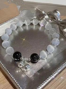 2026女轻奢小众设计小清新礼物闺蜜情侣手串仿猫眼月光石铃铛水晶