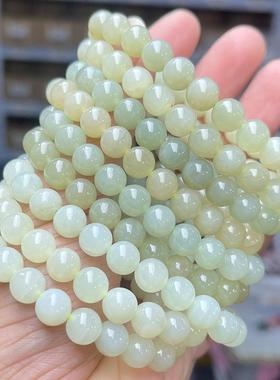 2026晶东珠宝天然晴水和田玉手链青海料女生时尚百搭素圈圆珠手饰