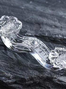 2026黄粉紫水晶如意琉璃摆件 招财开 业礼品吉祥如意家居客厅小摆