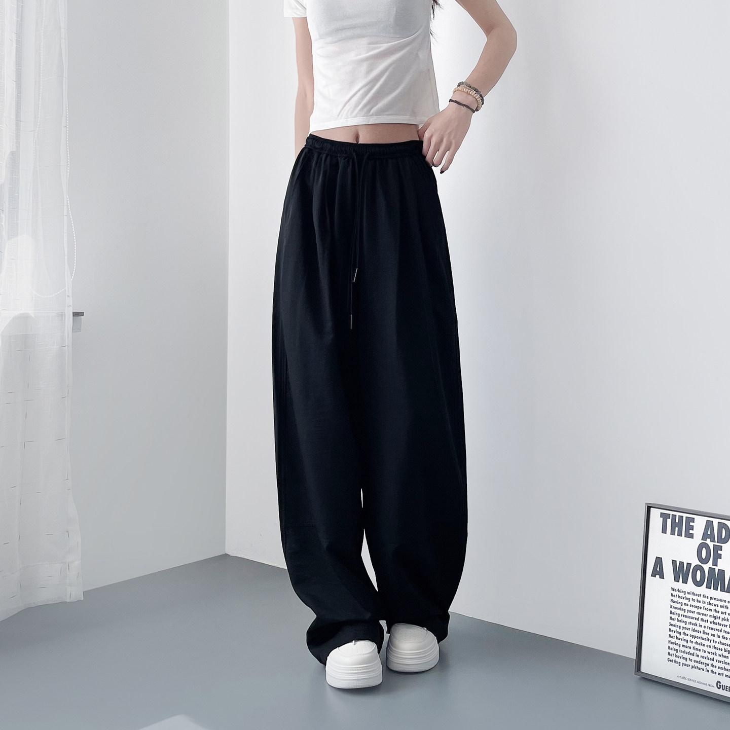 冰丝速干阔腿裤女2026春季新款垂感宽松胖mm大码显瘦薄款山本裤子,淘宝优惠券,粉丝福利购,淘宝优惠卷