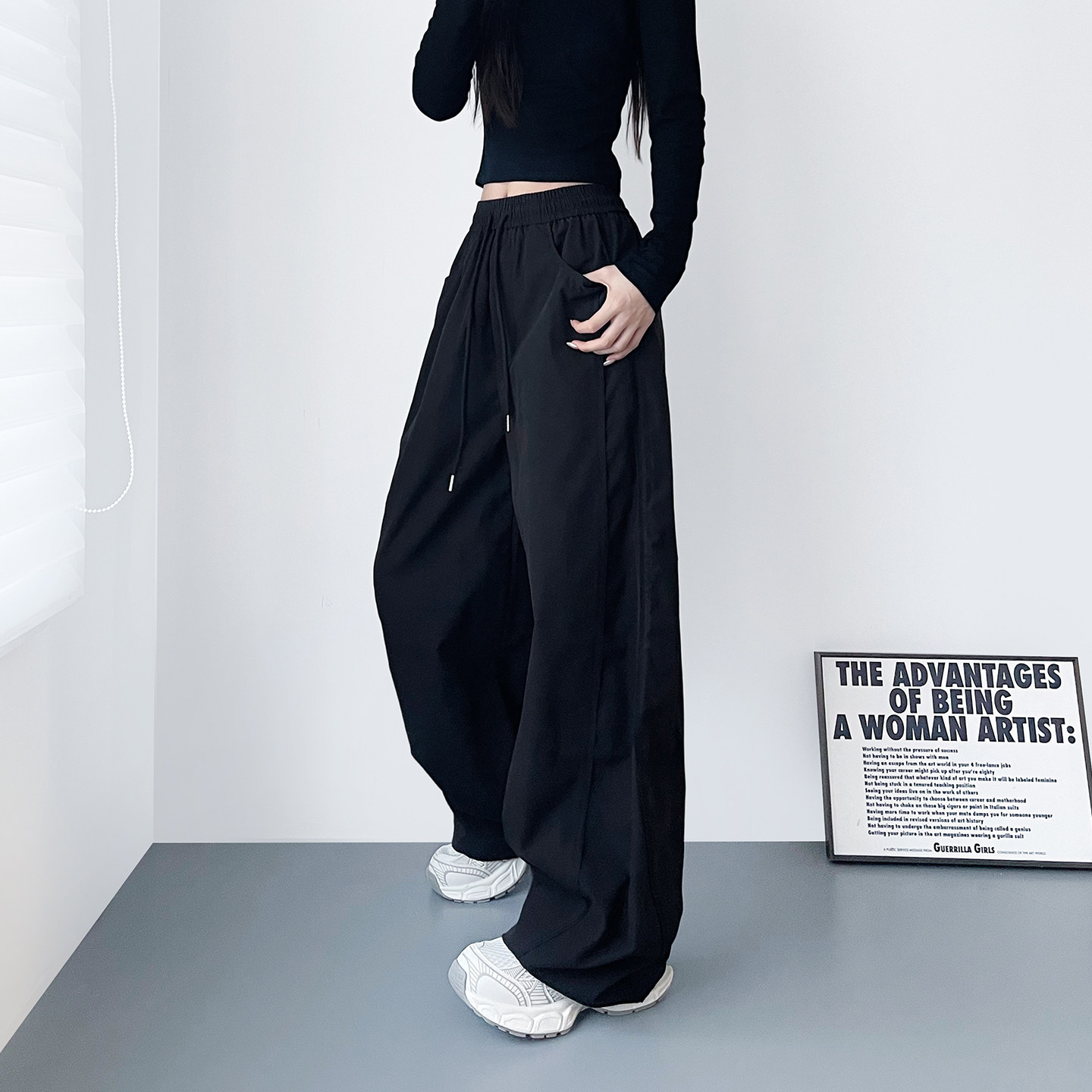 大码显瘦宽松阔腿裤女春季新款胖mm梨形身材运动休闲通勤直筒长裤,淘宝优惠券,粉丝福利购,淘宝优惠卷