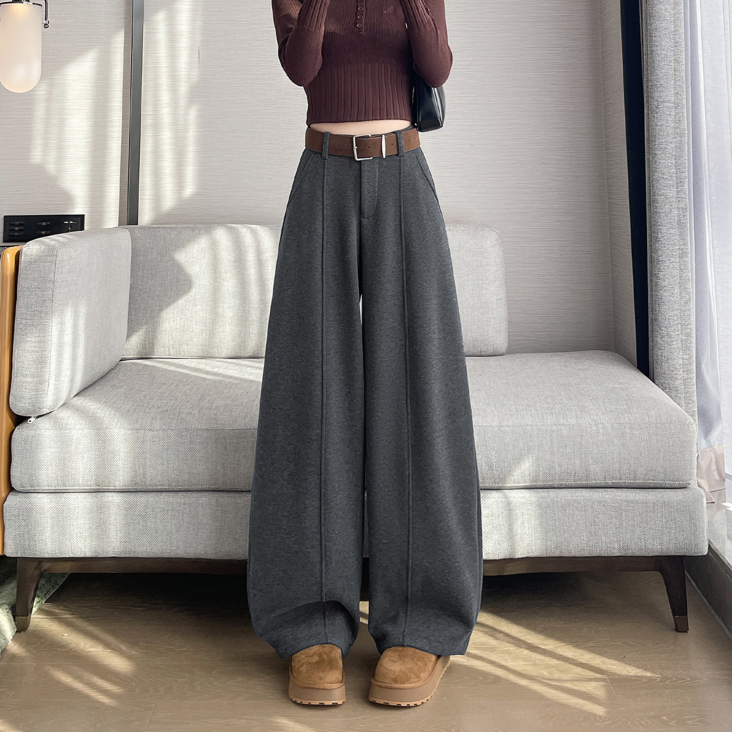 大码加绒加厚保暖阔腿裤女冬季防寒胖mm显瘦绒感宽松香蕉弯刀裤,淘宝优惠券,粉丝福利购,淘宝优惠卷