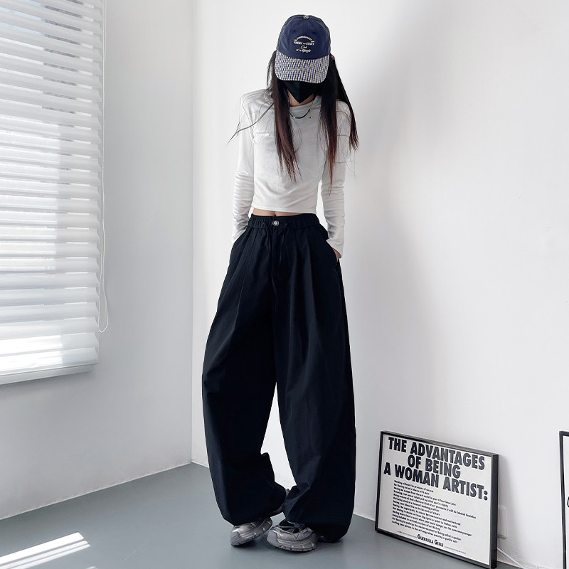 春季新款慵懒风高腰白色压褶阔腿裤女大码胖mm宽松显瘦跳舞香蕉裤,淘宝优惠券,粉丝福利购,淘宝优惠卷