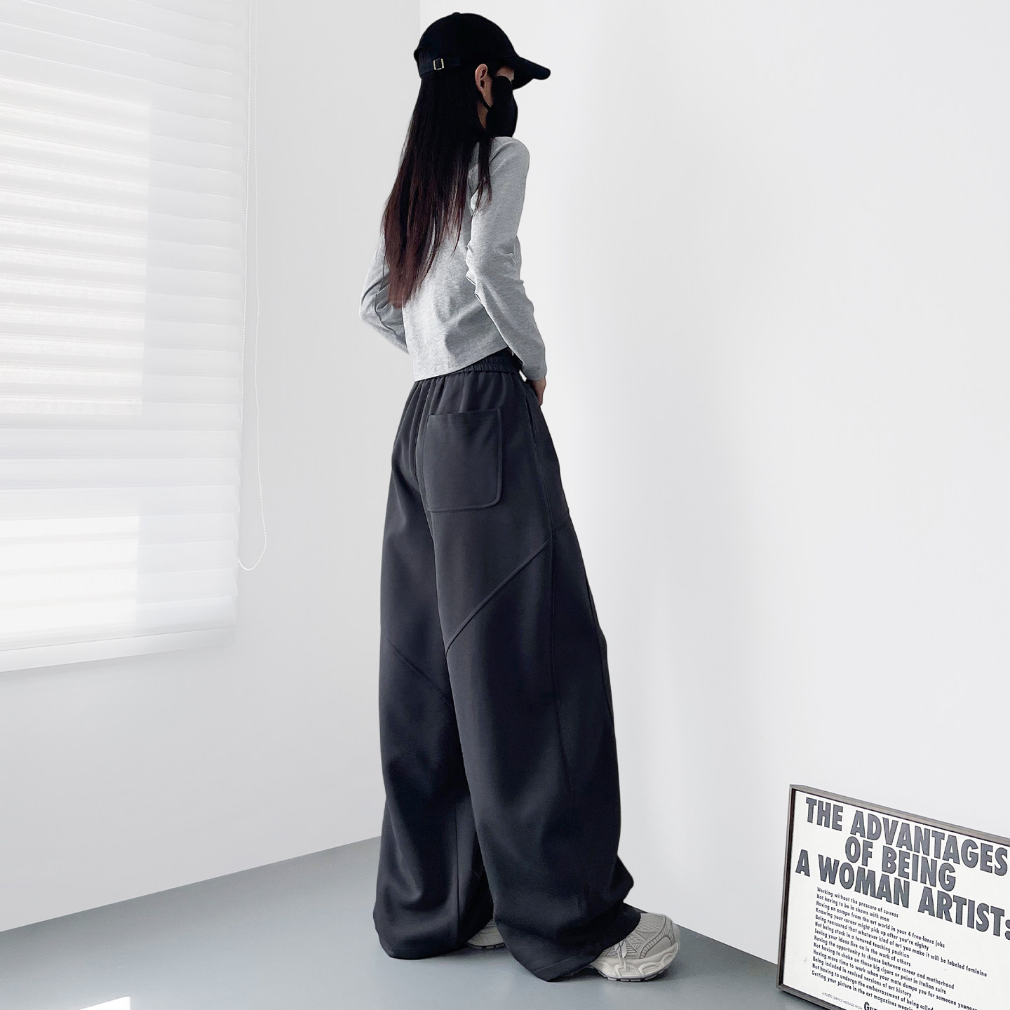 高腰抽绳显瘦松弛感阔腿裤女秋季新款大码胖mm慵懒风遮肉运动裤子,淘宝优惠券,粉丝福利购,淘宝优惠卷