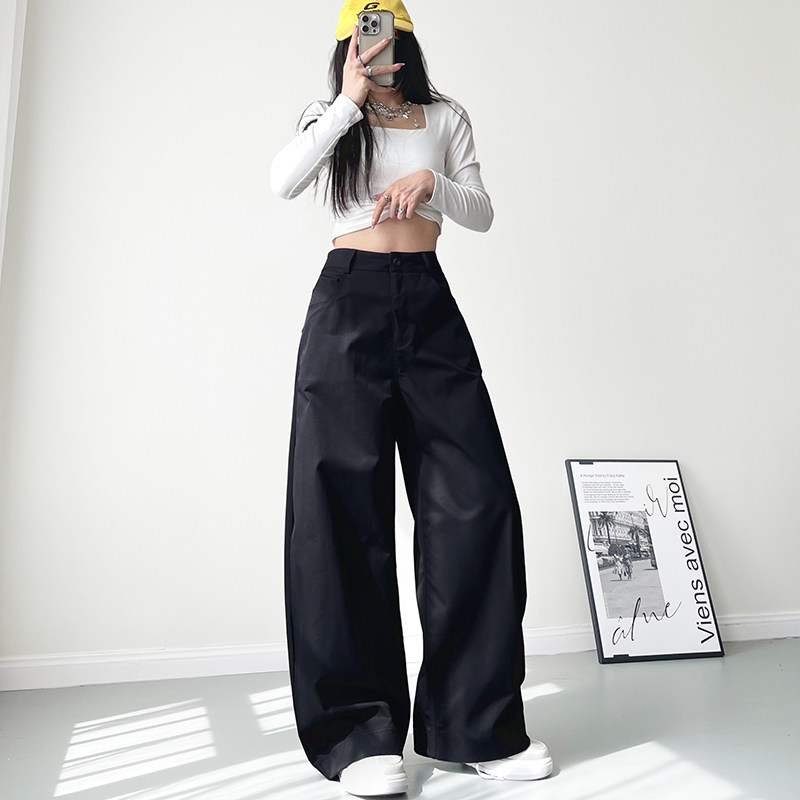 早秋高腰遮肉西装裤女梨型身材宽松显瘦胖mm松弛感休闲阔腿弯刀裤,淘宝优惠券,粉丝福利购,淘宝优惠卷