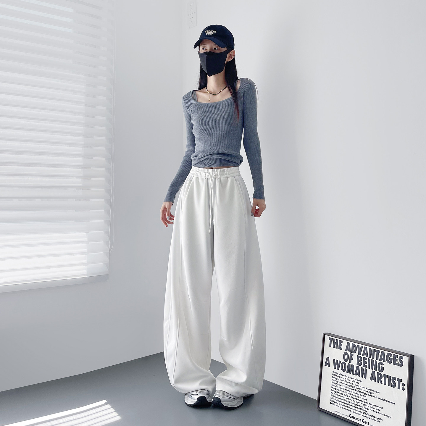 大码浅花灰显瘦宽松运动阔腿裤女2026春季新款胖mm运动休闲卫裤子,淘宝优惠券,粉丝福利购,淘宝优惠卷